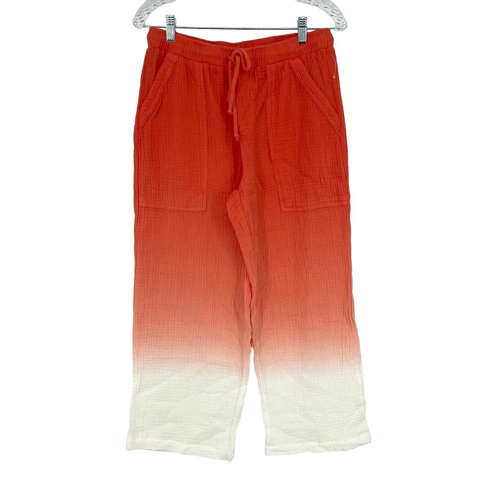 Young Fabulous & Broke Wide Leg Crop Pants Pink White Ombre Medium Cotton Gauze